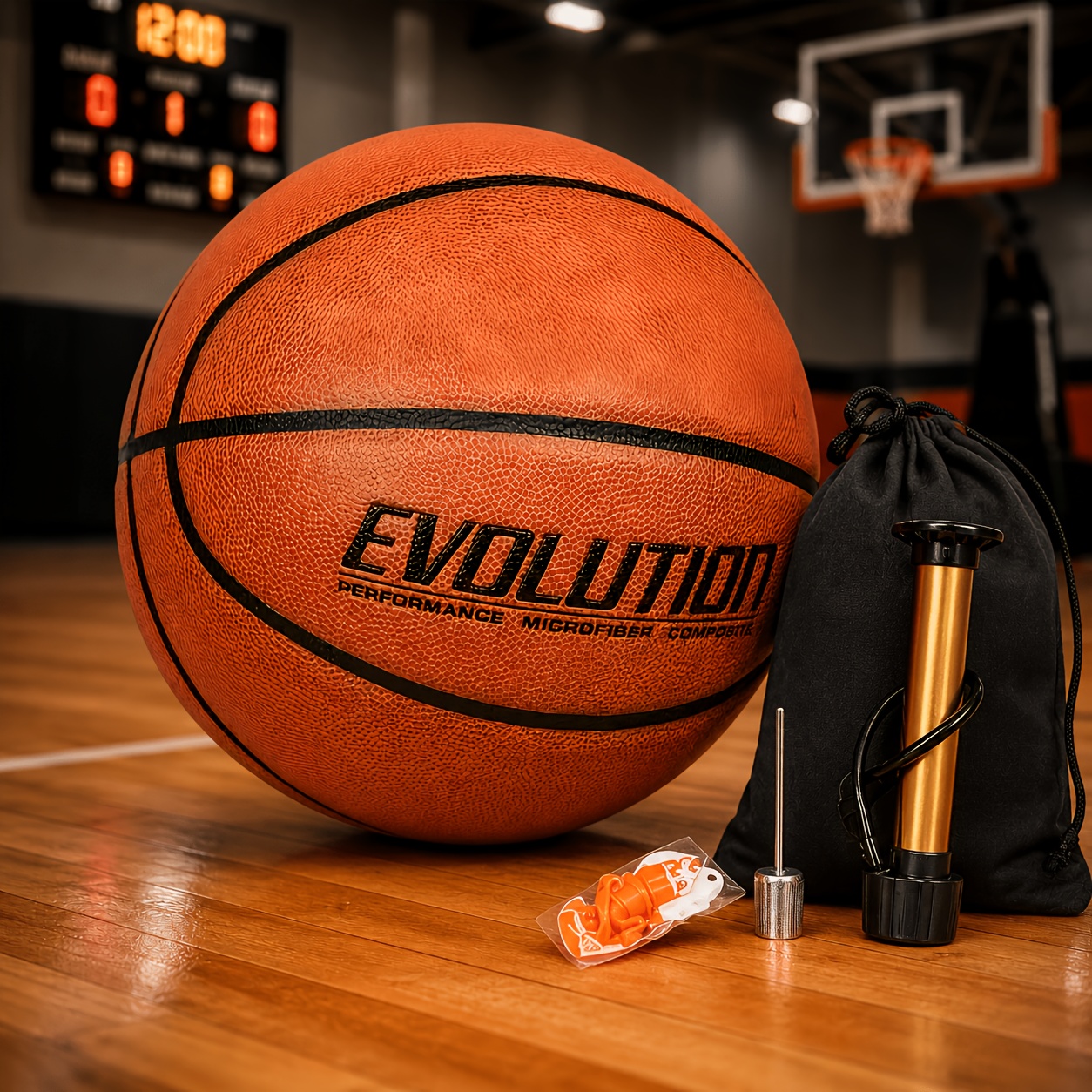 TEMU Premium Indoor Outdoor Basketball Set With Portable Pump, Inflation Needle & Carry Bag, Non-slip Durable Grip Basketball For Training, Games,