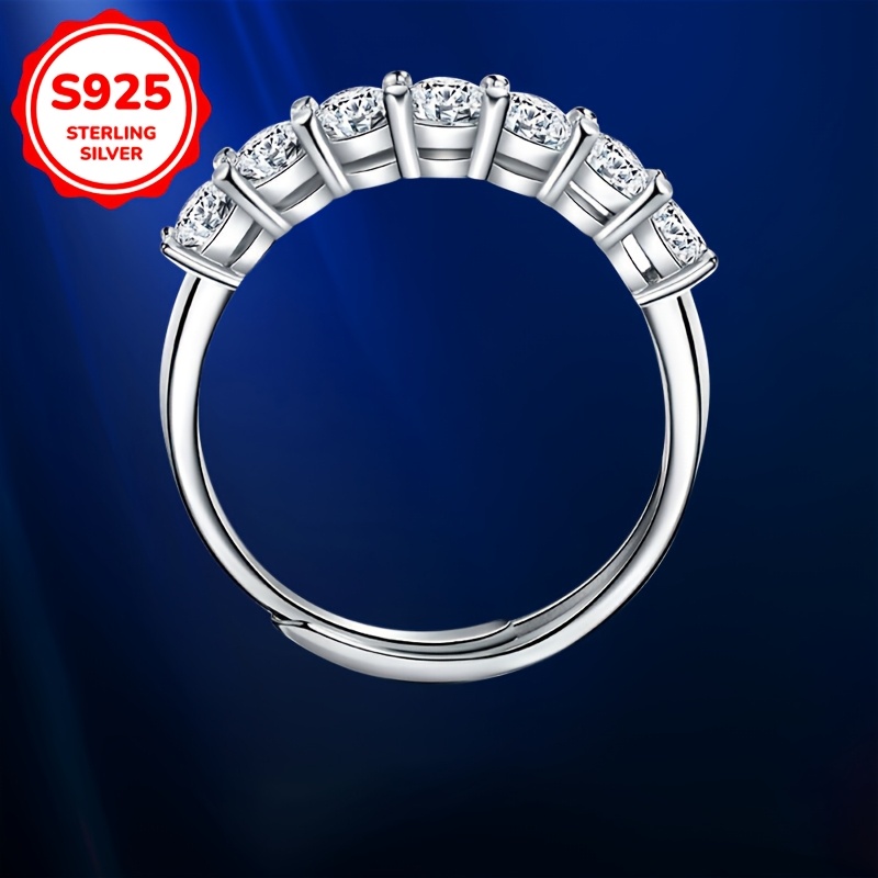925 Silver Women's Ring with Synthetic Zirconia - Adjustable and Elegant