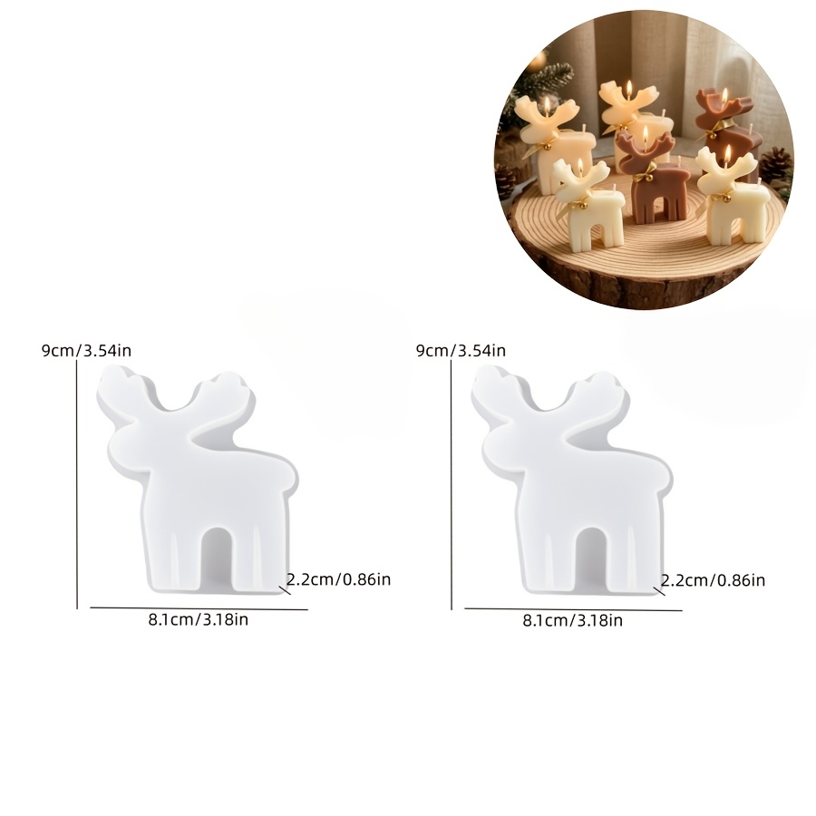 TEMU Clay Mold, 2pcs Christmas Reindeer Silicone Mold, Reindeer Shaped Aromatherapy Candle Mold, Christmas Holiday Decoration Ornament Gypsum Resin