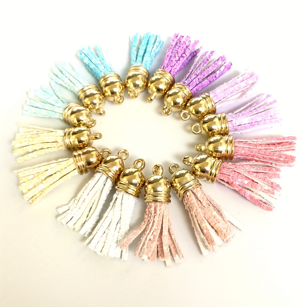 

New Sequin Pu Tassels 30pcs/set Random Color Fashionable Tassel Diy Pendant For Women For Making Luggage Pendant