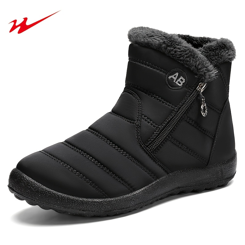 TEMU Women's Warm Zippered Hiking Boots, Women's Fleece-lined Side-zipper Winter Short Boots, Comfortable Warm Easy-wear Casual Short Boots
