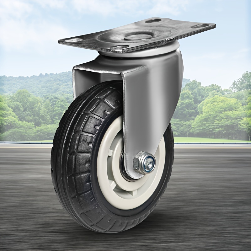 E-shop 4er-Set 4-Zoll Schwerlast Industrie Leise Gummirollen Schwenkrollen Schwerlastrollen 4-Zoll Anhänger Handwagen Flachwagen Räder