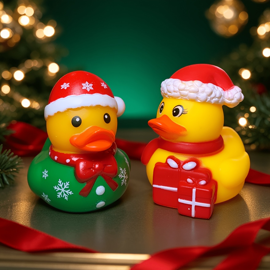TEMU Christmas Themed Decorative Ducks Set Of 2, Holiday Tabletop Ornaments For Home Party Desktop Display Decor