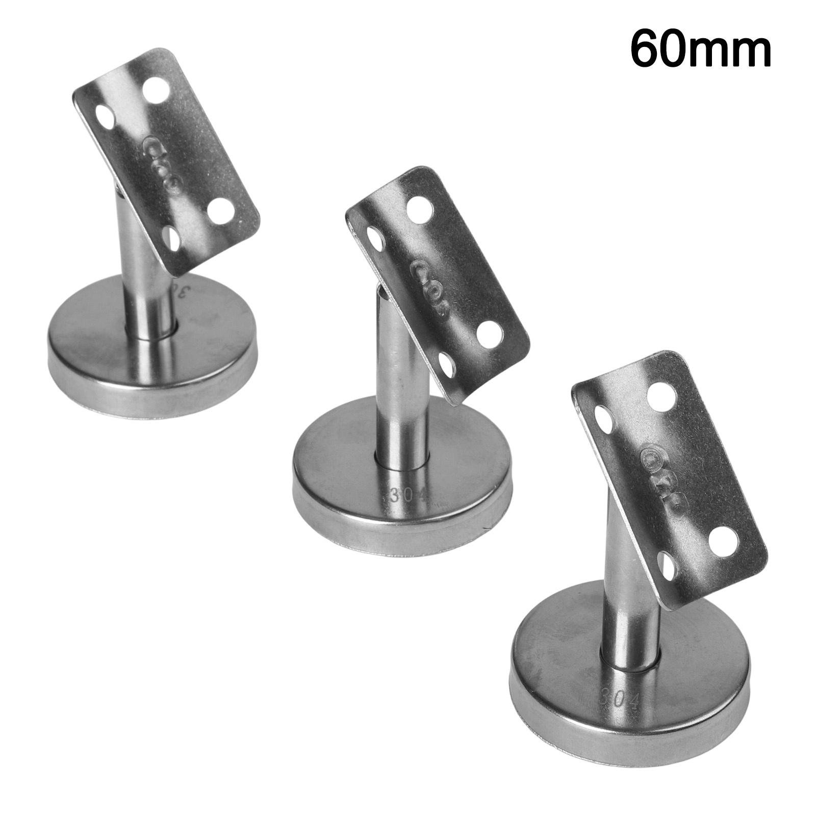 304 nerūdijančio plieno reguliuojamas stulpelio laikiklių rinkinys 3 vnt. 60 mm ir 80 mm turėklų atrama