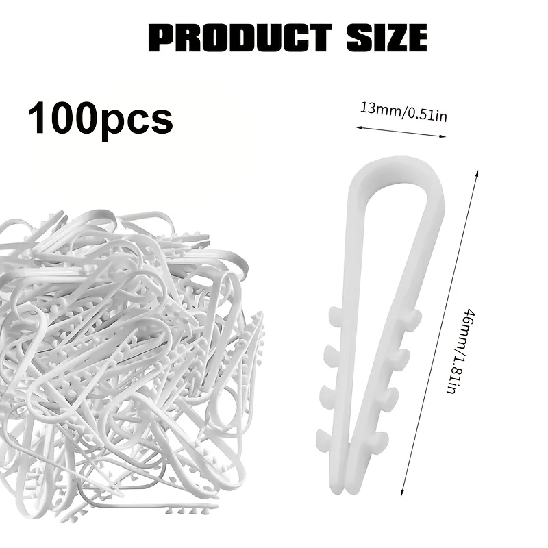 100pcs Heavy-duty Nylon U-shaped Cable Clamps (loop Dowels) -free Wire Organizers, White Multi- For/office Wiring, Cord, Wall- Cable Management Clips, Compatible With Tiles