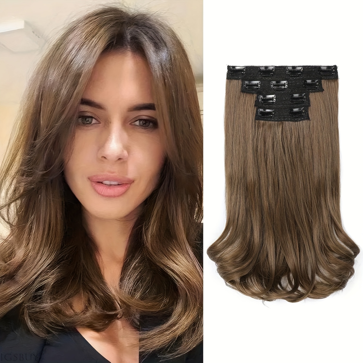 4pcs   clip in short beach wavy hair extensions invisible lace weft   hairpieces for women 14 heat resistant synthetic hair   style for everyday special occasions versatile hairpiece soft texture hairpiece details 0