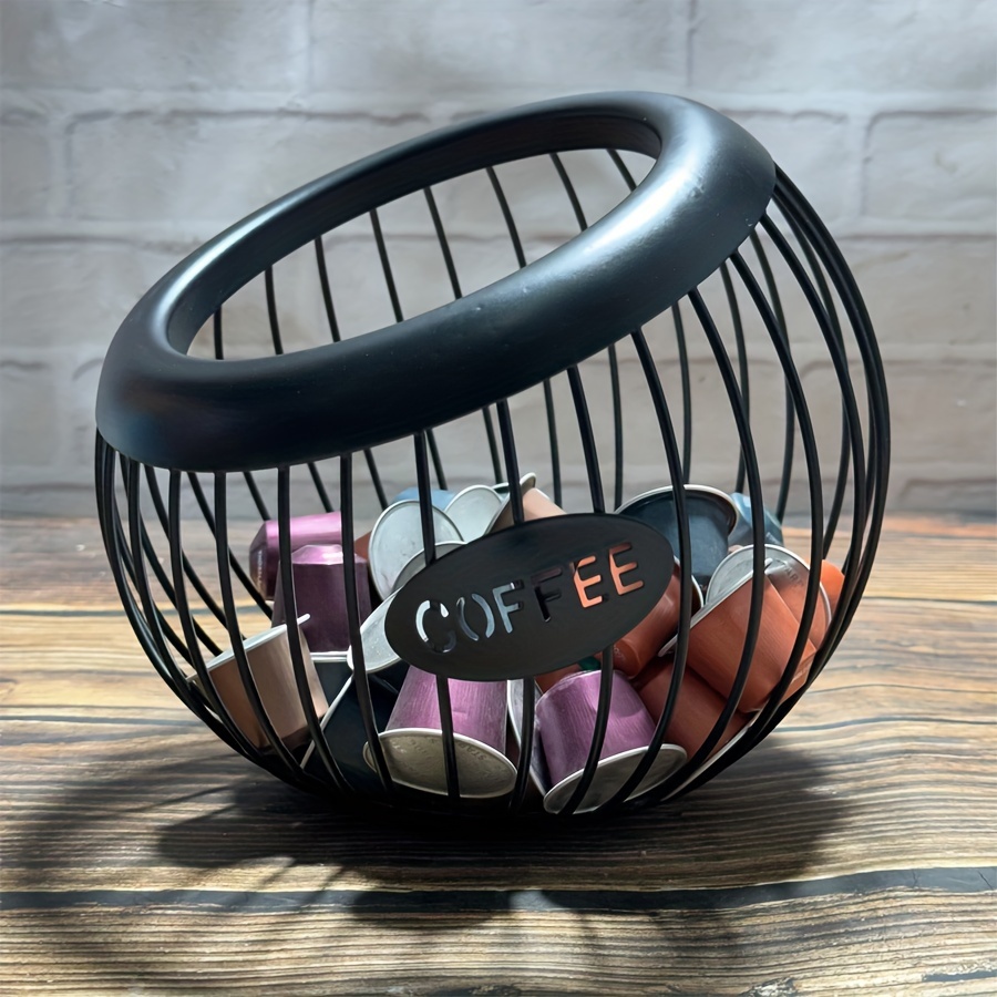 

1pc Slanted Coffee Capsule Basket, Iron Storage Tray For Room Coffee Table Decor - Ideal For Cafe And Bar Decoration