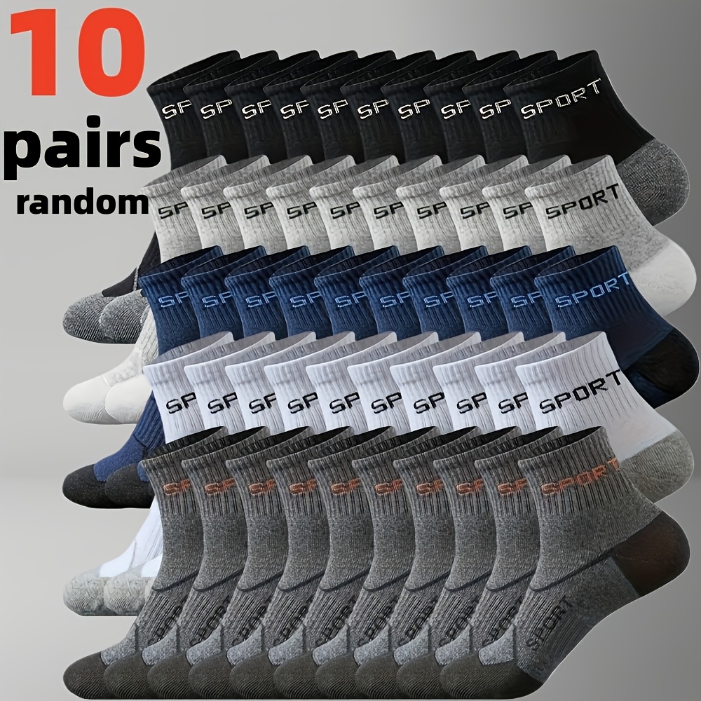 E-shop 10 Paar Herrensocken, Sportliche Low-Cut Socken, 168 Nadel Strickhandwerk, Polyesterfaser Material, Zufälliger Stil Verfügbar -