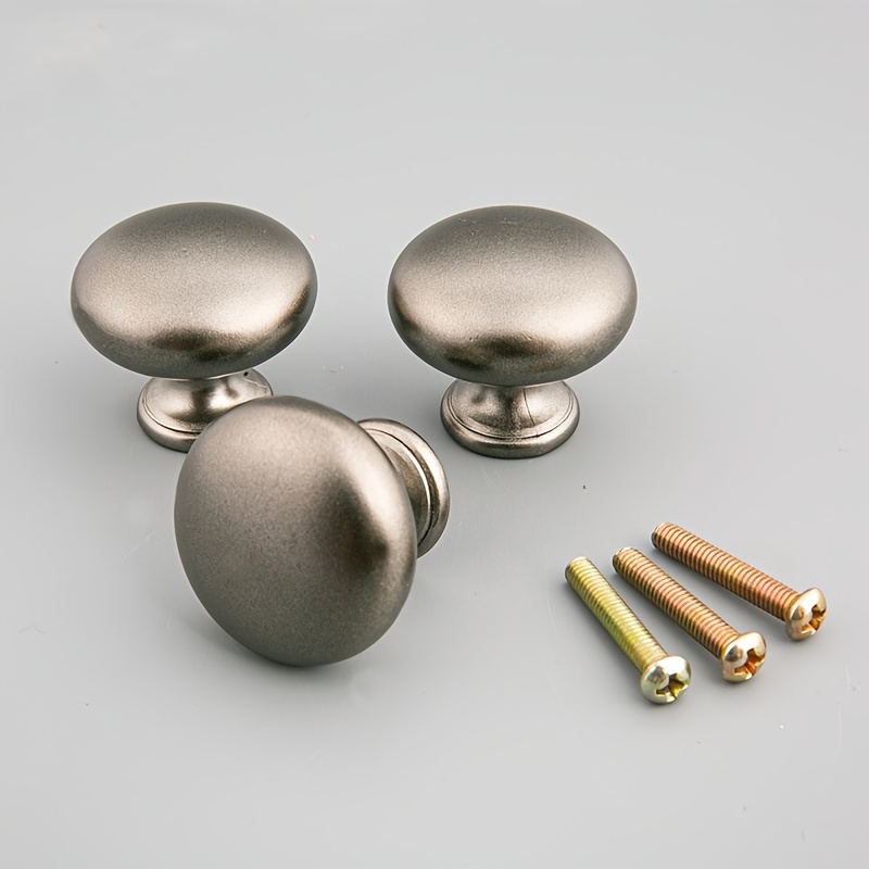 TEMU 6pcs (3pcs Gray Round Handles And 3pcs 4x22mm Screws) Gray Round Single-hole Handles, Cabinet Door Handles, Wardrobe/cupboard/drawer Plastic
