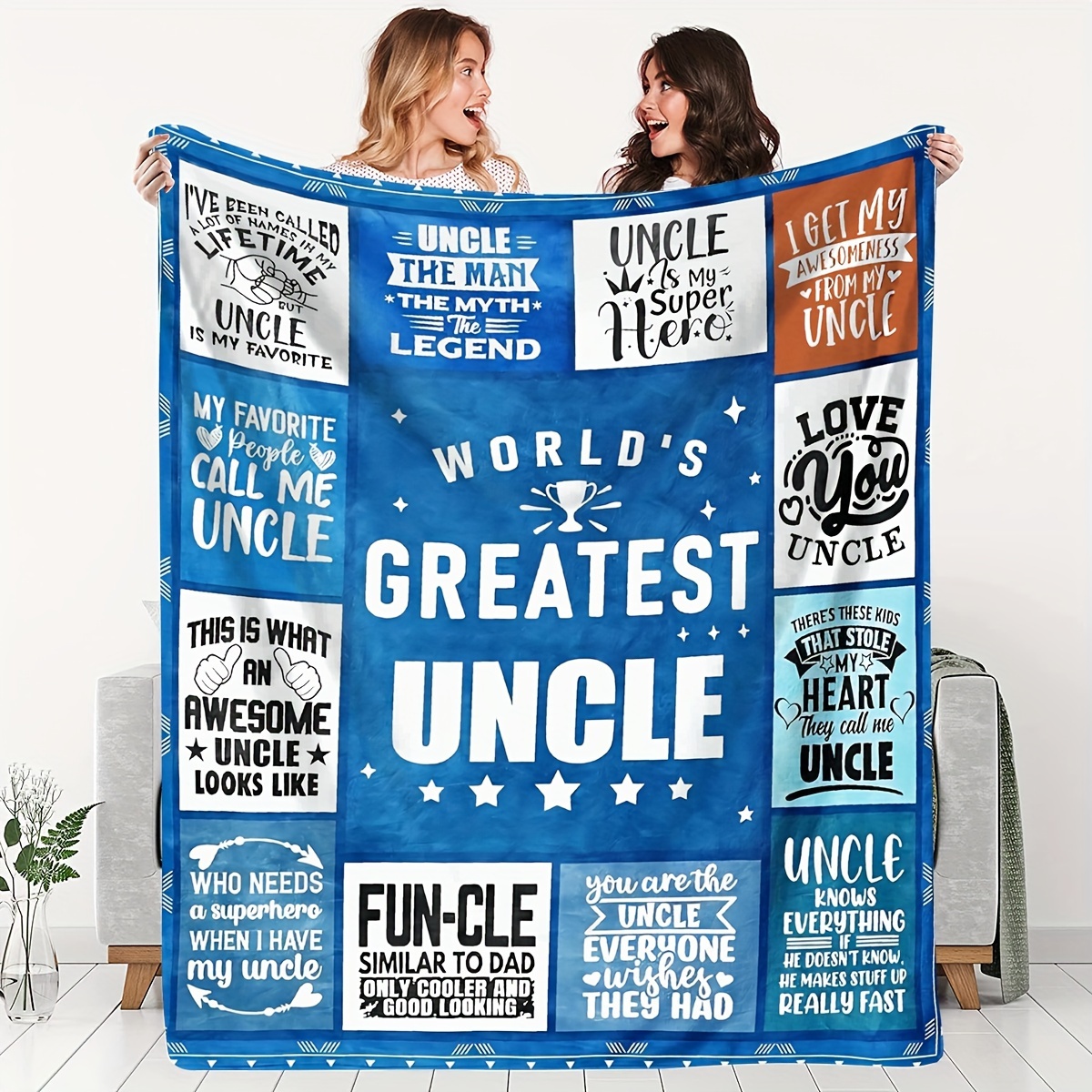 

Ultimate Uncle Gift - Soft Flannel Throw Blanket, Cozy & Warm For All Seasons, Perfect For Couch, Bed, Camping & Travel