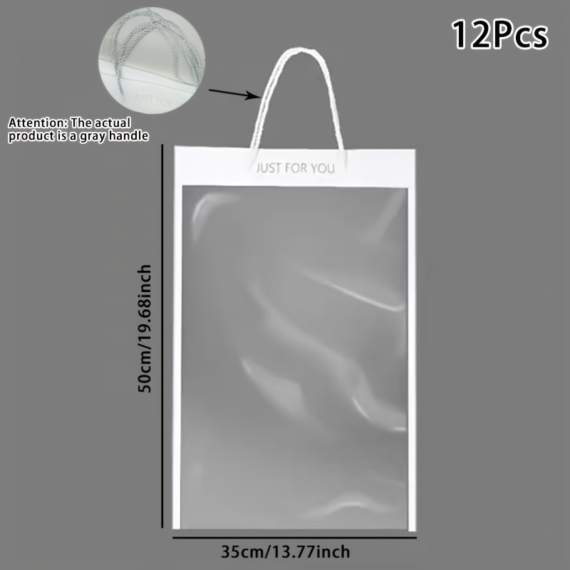 TEMU 12pcs Transparent Floral Tote Bags With , Floral Bags Large Clear Flower Bouquet Bag - Mother's Day Bouquets, Single Stem Packaging & Gift