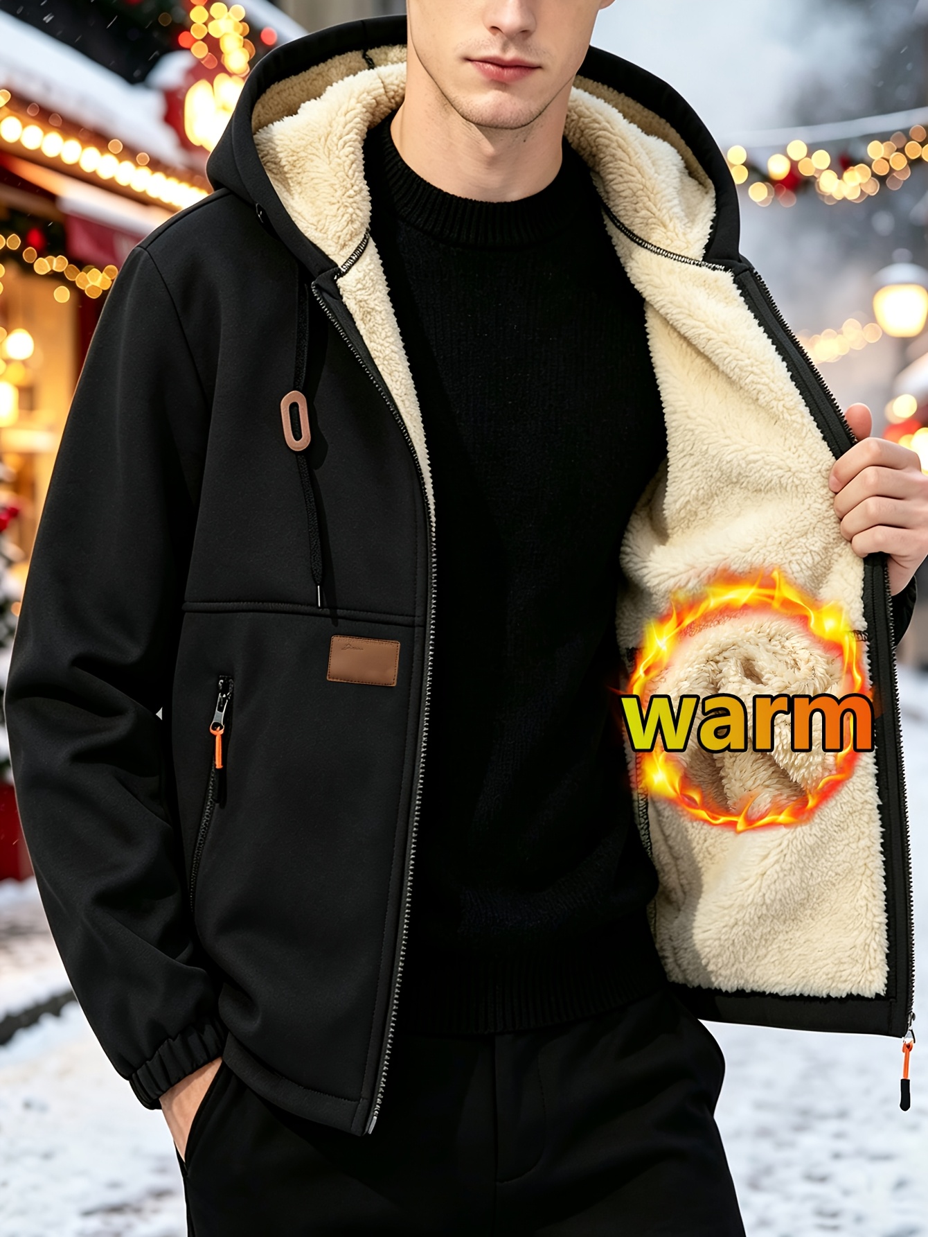 Cardigan à capuche pour homme en polaire épaisse, sweat à capuche chaud et tendance en polaire, sweat à capuche ample et confortable avec cordon de serrage, vêtements d'automne et d'hiver pour hommes, sweat à capuche décontracté pour homme avec poches zippées, convient pour l'hiver et l'automne