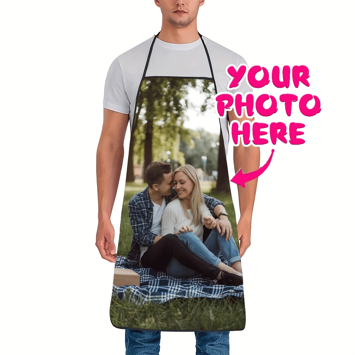 TEMU Grembiule con Foto Personalizzabile, 1 pz, Grembiule, 2D, Abbigliamento da Cucina , per Cucinare, Capodanno, San, Regalo del Ringraziamento,