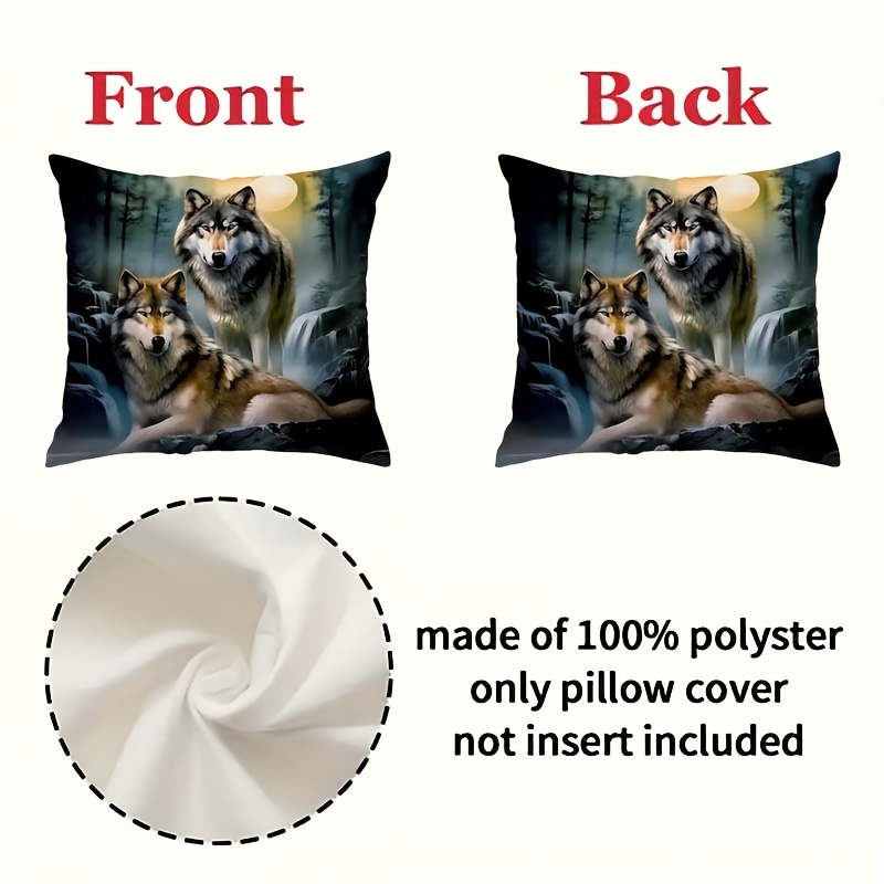 TEMU 's New Animal-themed Short Plush Decorative Pillow Covers Feature A Wolf Design, In 3 Sizes: 60cm X 60cm, 65cm X 65cm, And 70cm X 70cm. The