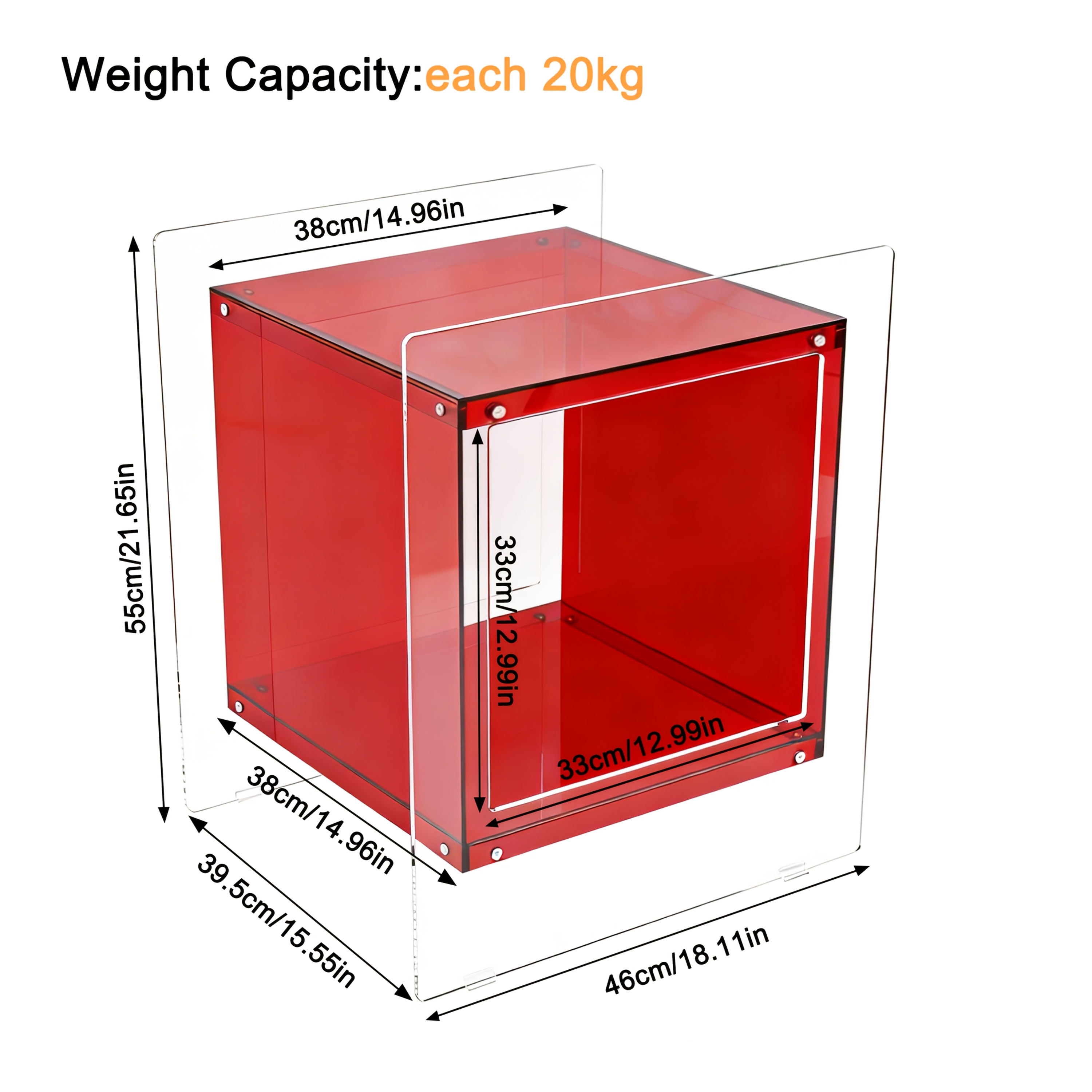 AESOME Modern Clear Acrylic Nightstand with Open Shelf - Portable Bedside Table Suitable for Small Spaces, Multicolor Contemporary Shelf Unit, Assembly Bedside Storage for Bedroom, Bathroom, Office, Living Room, Non-Wood
