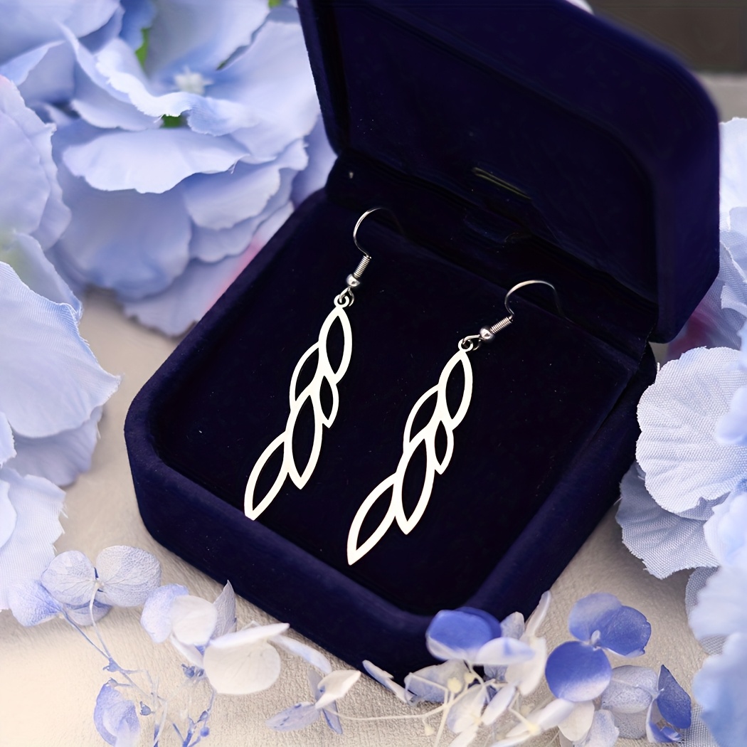 304 304 304 304 Stainless Steel Easy Leaves Earrings Additions For Fashion Jewelry Gift, Without Battery
