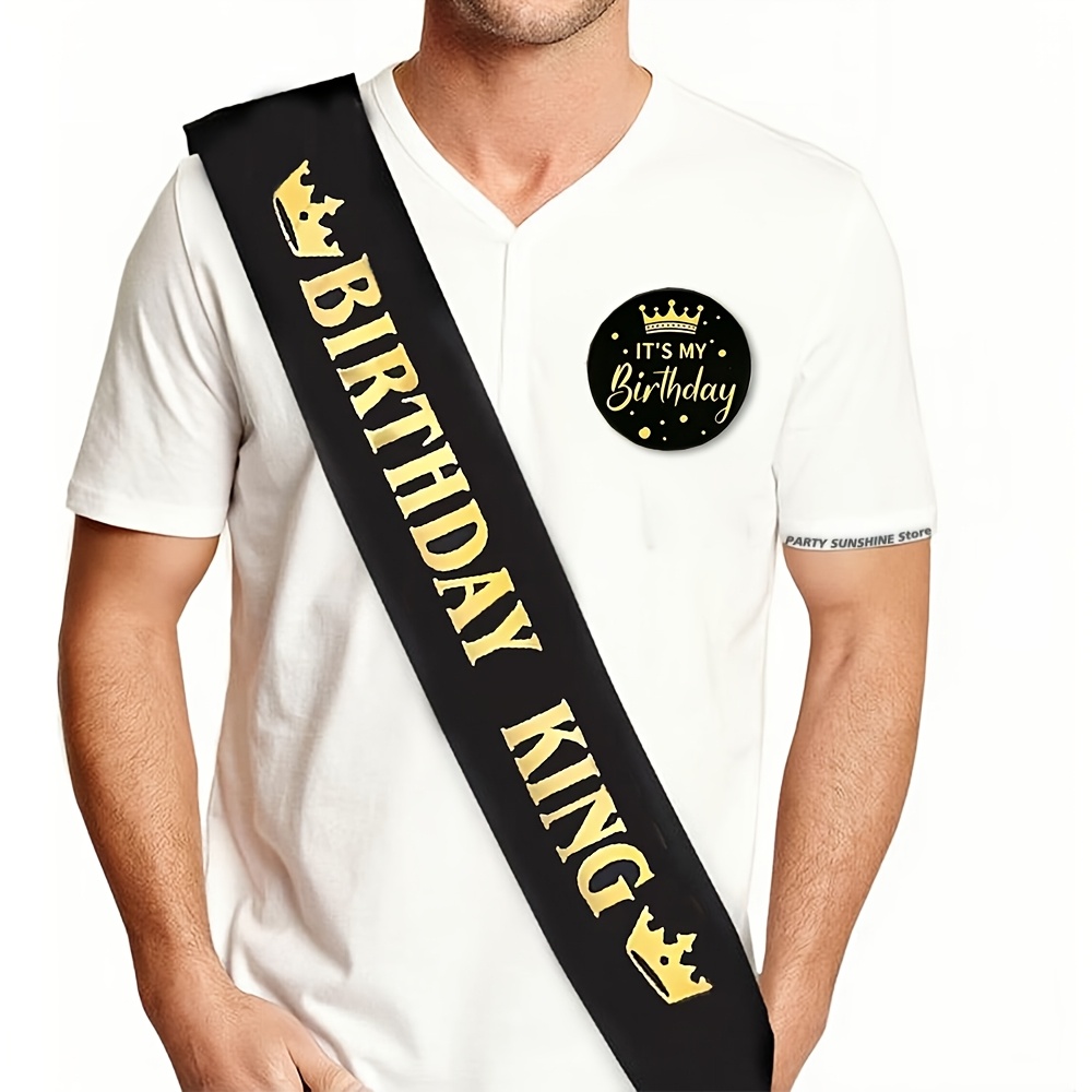 TEMU 2pcs Birthday King Sash My Birthday Badge Happy Birthday Sash And Badge Set For Men And Women And Birthday Party Decoration Supplies Birthday