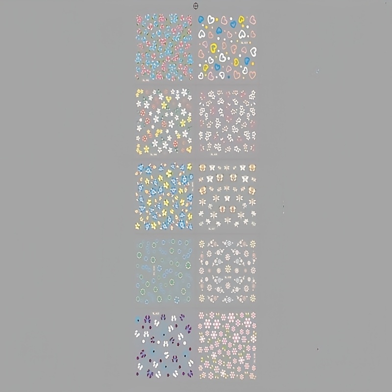 10pcs Random Style Small Sheets Of Colorful Flower Nail Stickers, Sweet And Chrysanthemum Self-adhesive Spring/summer Nail Decals, Diy Nail Decoration Accessories Suitable For Beautiful Women