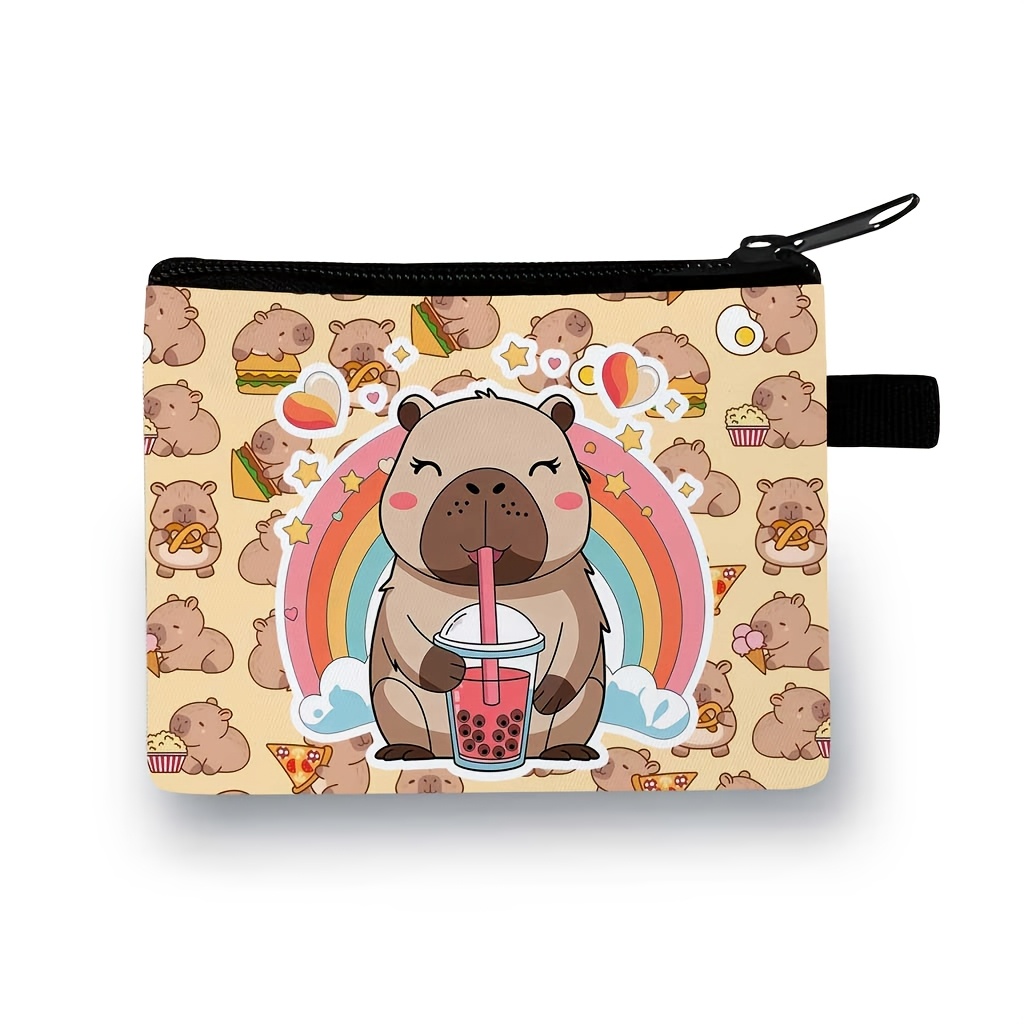 Image of Mini Wallet, Ladies' Clutch, Capybara Print Pocket Wallet, Coin Purse, Key Pouch