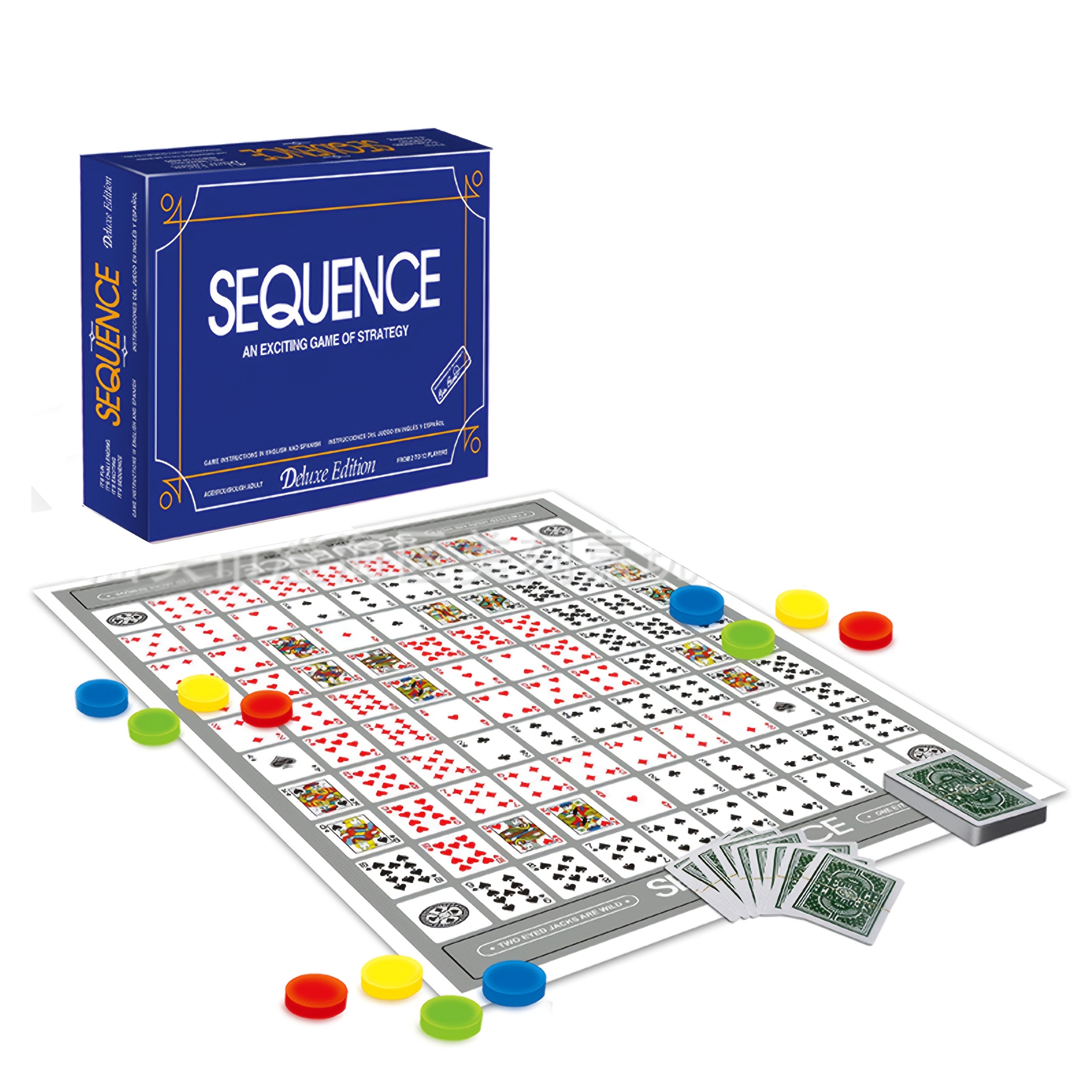 Classic Sequence Board Game - New Edition, Family-Friendly Card Game for Ages 14 and Up, Plastic and Paper Materials, No Electricity Required, Featherless, Perfect for Parties and Social Gatherings