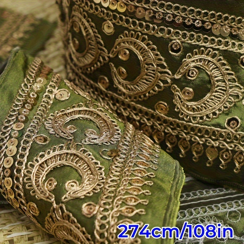Image of 1pc 1.5 Yards/3 Yards Embroidered Lace Trim With , Diy Home Goods, Clothing, Bags, Skirt Hem Accessory Ribbon, Craft And Sewing Supplies, Embroidered Bag Accessories
