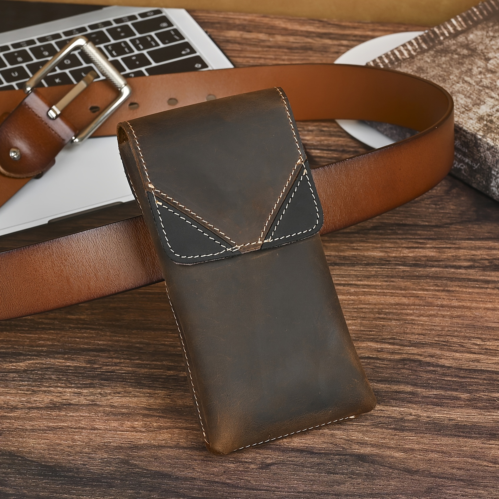 Top Cow Exotic Horse Leather Men's Retro Phone Case