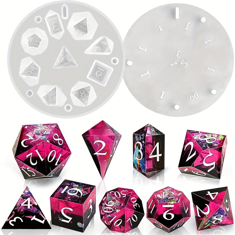 

1pc 9grids Silicone Mold For Resin Polyhedral Dice With Raised Numbers, Durable Diy Dice Casting Silicone Mold For Tabletop Games, Dnd And Crafts