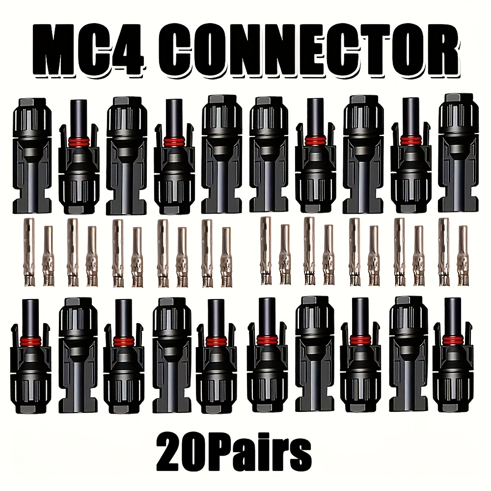 TEMU 20 Pairs Solar Plug Mc4 Plugs Male Female | Copper Solar Panel Connectors For 2.5/4/6 Mm2 Solar Cables, Applicable By Sy , Without Battery