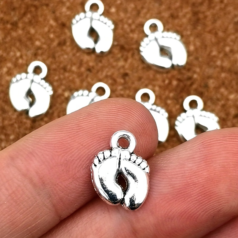 

15/30pcs Antique Silvery Foot Pendant Charms, Bohemian Style Zinc Alloy Making Accessories For Earrings, Bracelets, Necklaces