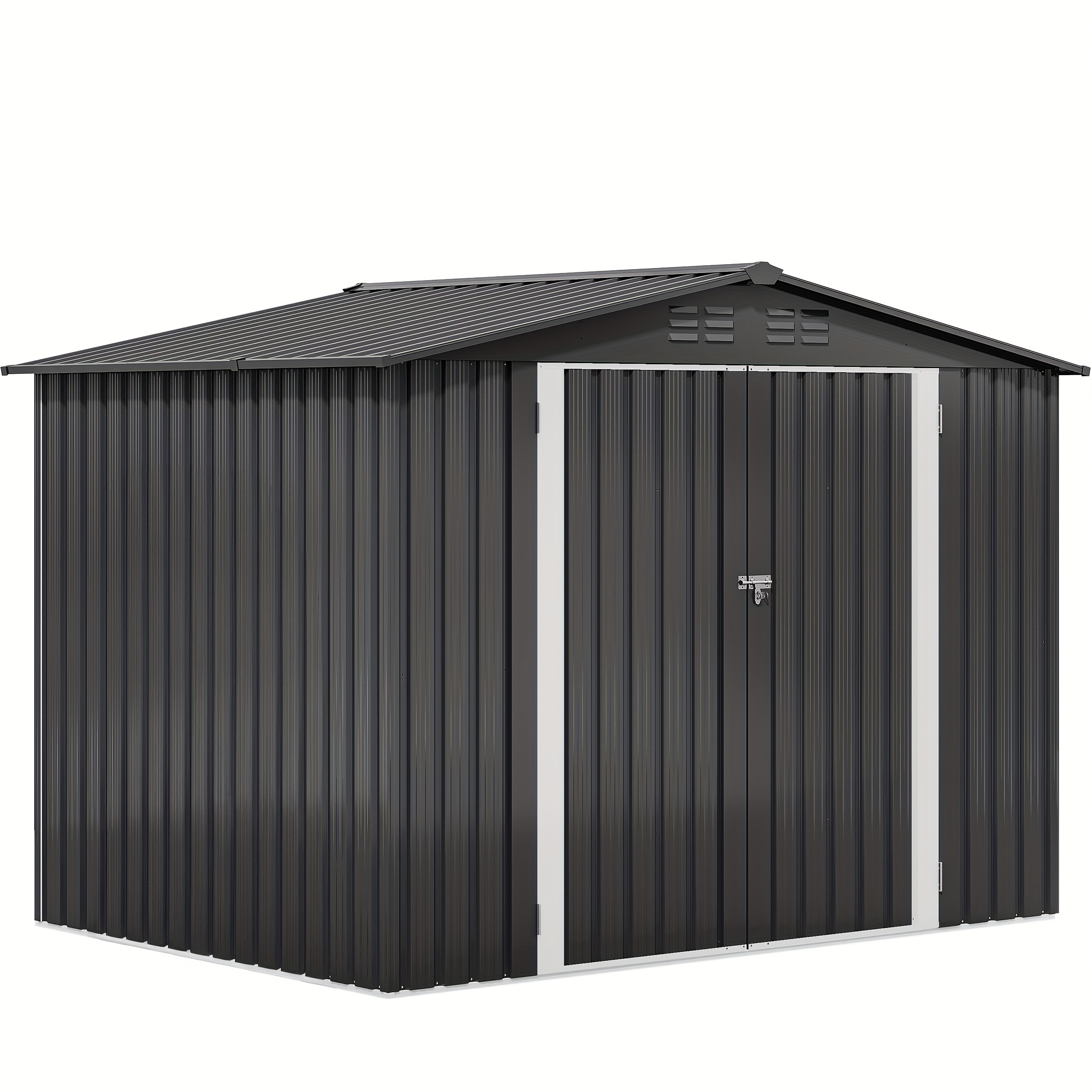 

Homiflex 8x6 Ft Outdoor Storage Shed, Large Metal Tool Sheds, Heavy Duty Storage House With Lockable Doors & Air Vent For Backyard Patio Lawn To Store Bikes, Tools, , Dary Gray