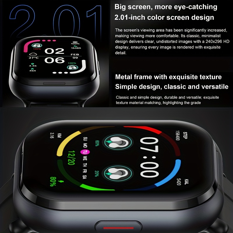 AI Voice Assistant High-Definition Touch Screen - Clip-On 2-in-1 Wireless Earphones Smartwatch, Multifunctional Smart Watch, Sedentary Reminder/Music Control