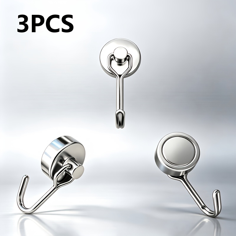 TEMU High-quality Strong Magnetic Metal Hooks, 180-degree Rotatable Heavy-duty Magnetic Hooks With A 20mm-diameter Round Base. -load Suitable For