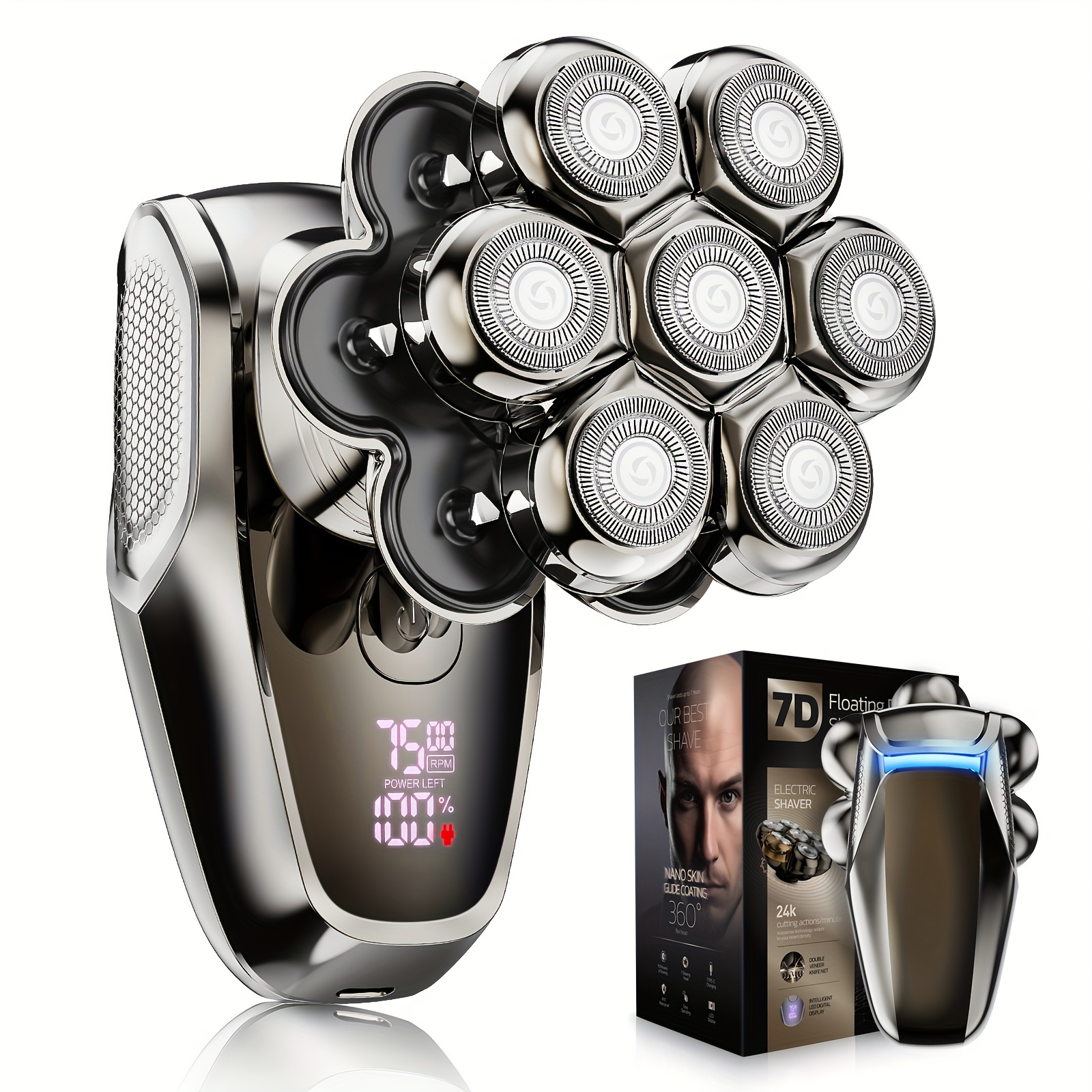 

7d Head Shavers For Bald Men, Detachable Head Shaver Led Display Dry/wet Bald Head Shavers For Men, Head Shavers For Men With Type-c Charge