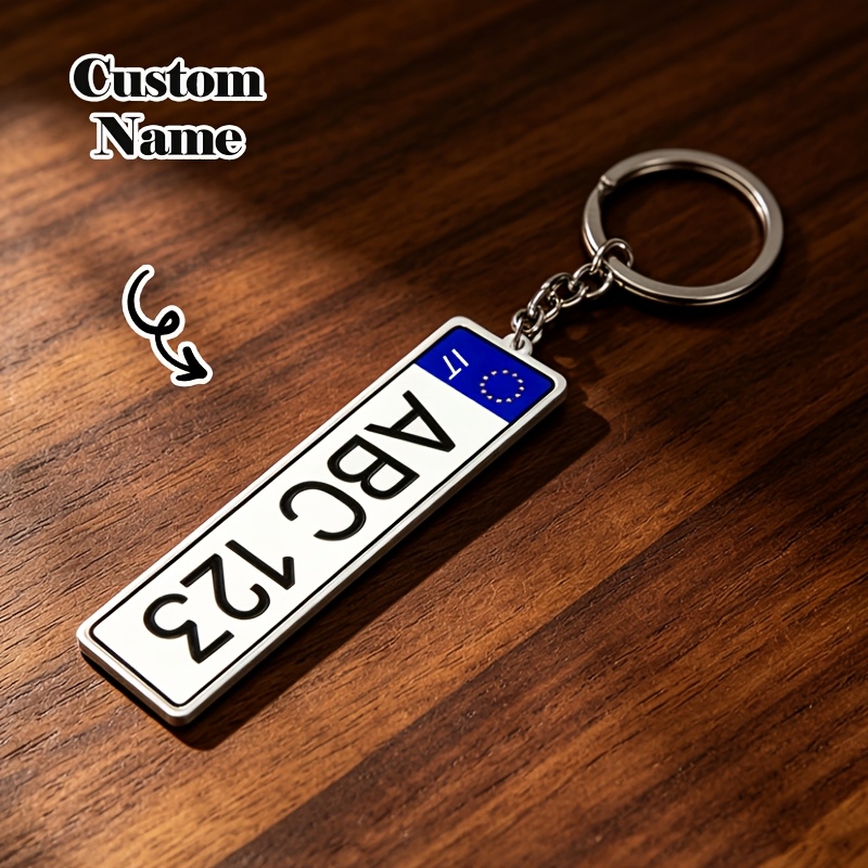 TEMU [custom] 1pc Personalized Text/number Car License Plate Keychain, Custom Slovak-style Car Keychains, Custom Text License Plate Designs, Perfect