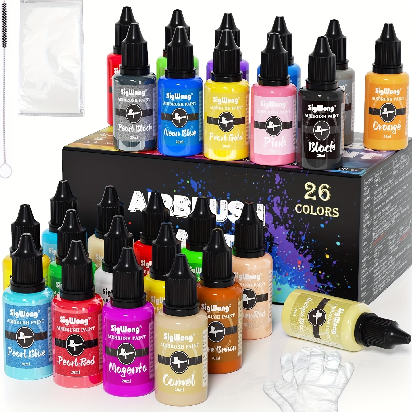 

Airbrush Paint Set - 26 Colors Airbrush Paint, Ready To Spray, Water Based Acrylic Airbrush Paint Kit For Metal, Plastic Models, Leather - 0.7fl Oz