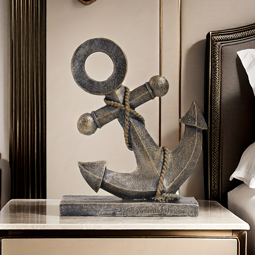 Image of Vintage Anchor Resin Decorative Sculpture: Home Décor Piece For Any Room