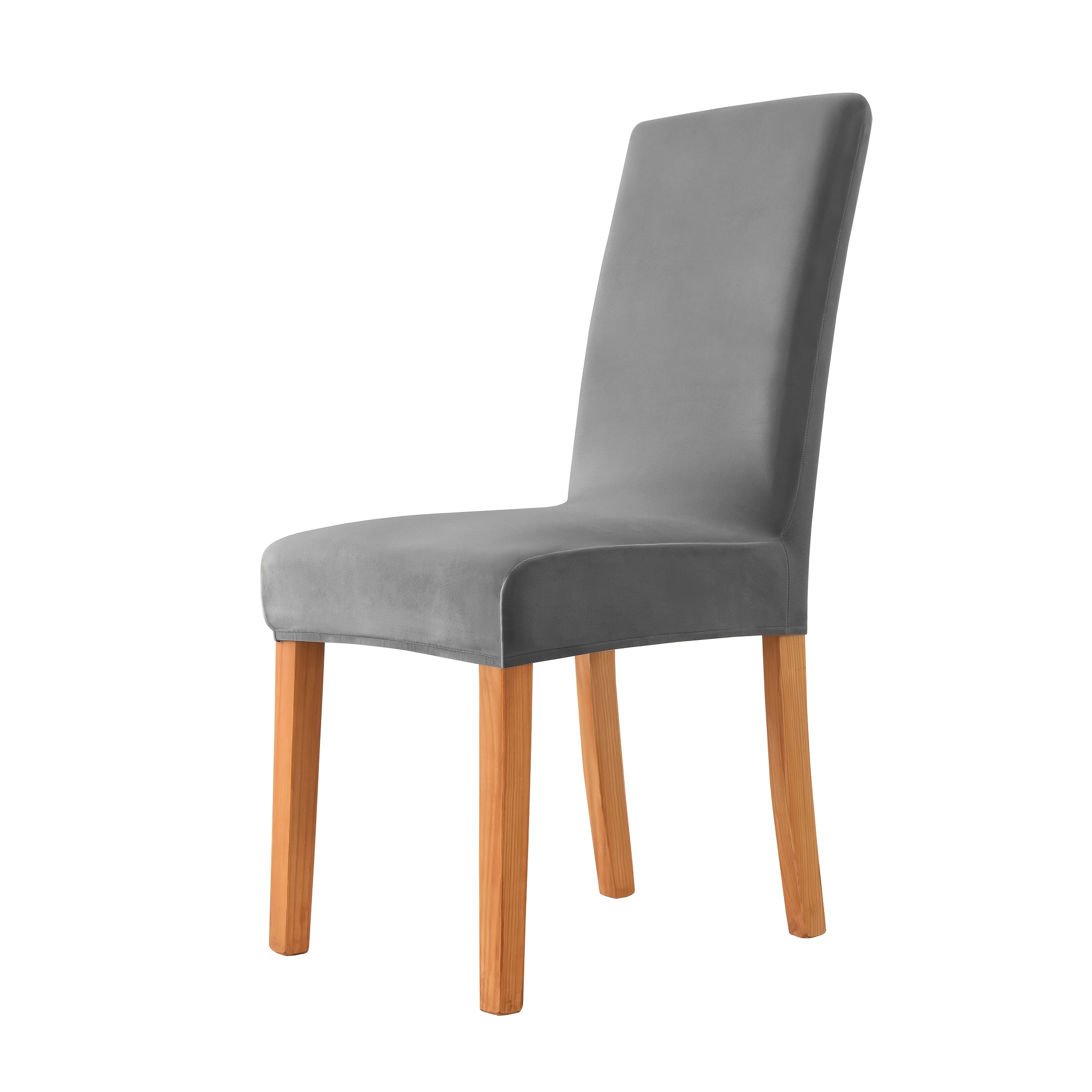 TEMU 1 pièce Housse de chaise de salle à manger mi-haute pour maison/hôtel, extensible, ultra-douce, en peluche renard argenté, lavable en machine