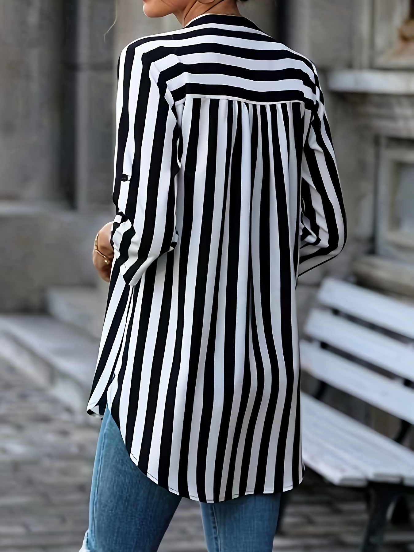 blusa rayas elegante mujer cuello cortas camisa Temu Chile