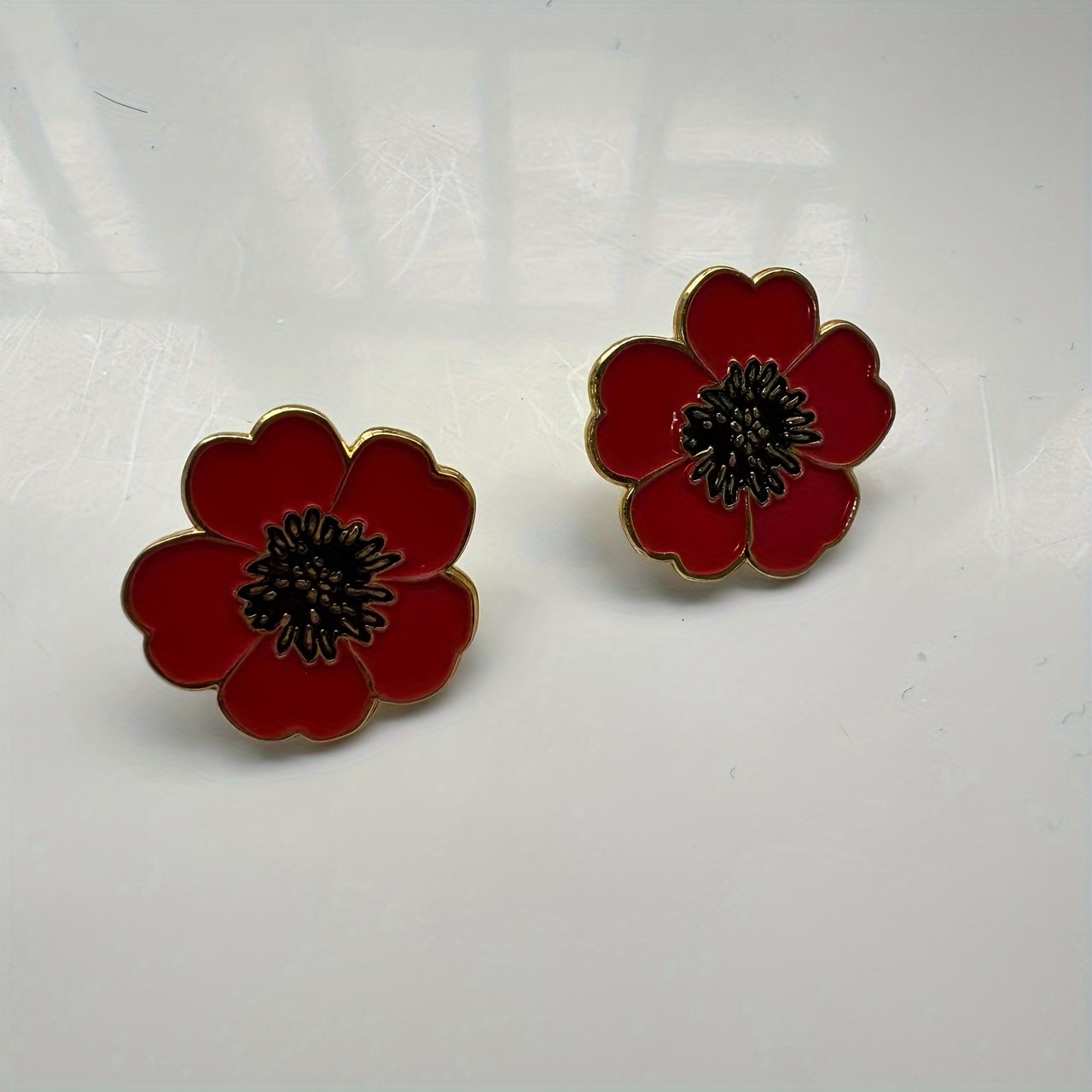 Poppy Flower Brooch Pin For Men