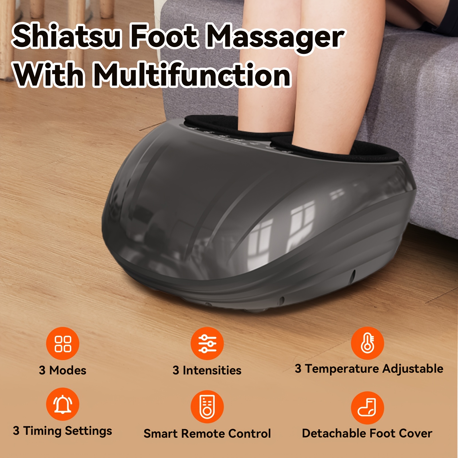 MASSTECK Shiatsu Foot Massager Machine With Heat & Air Massage, Delivers Relax For Tired Muscles & Plantar, Deep Kneading Foot, Foot Wellness, Relax For Home Or Office Use, Fits Feet Up To Men Size 12, Massage Gift For Mom/Dad/Women/Men