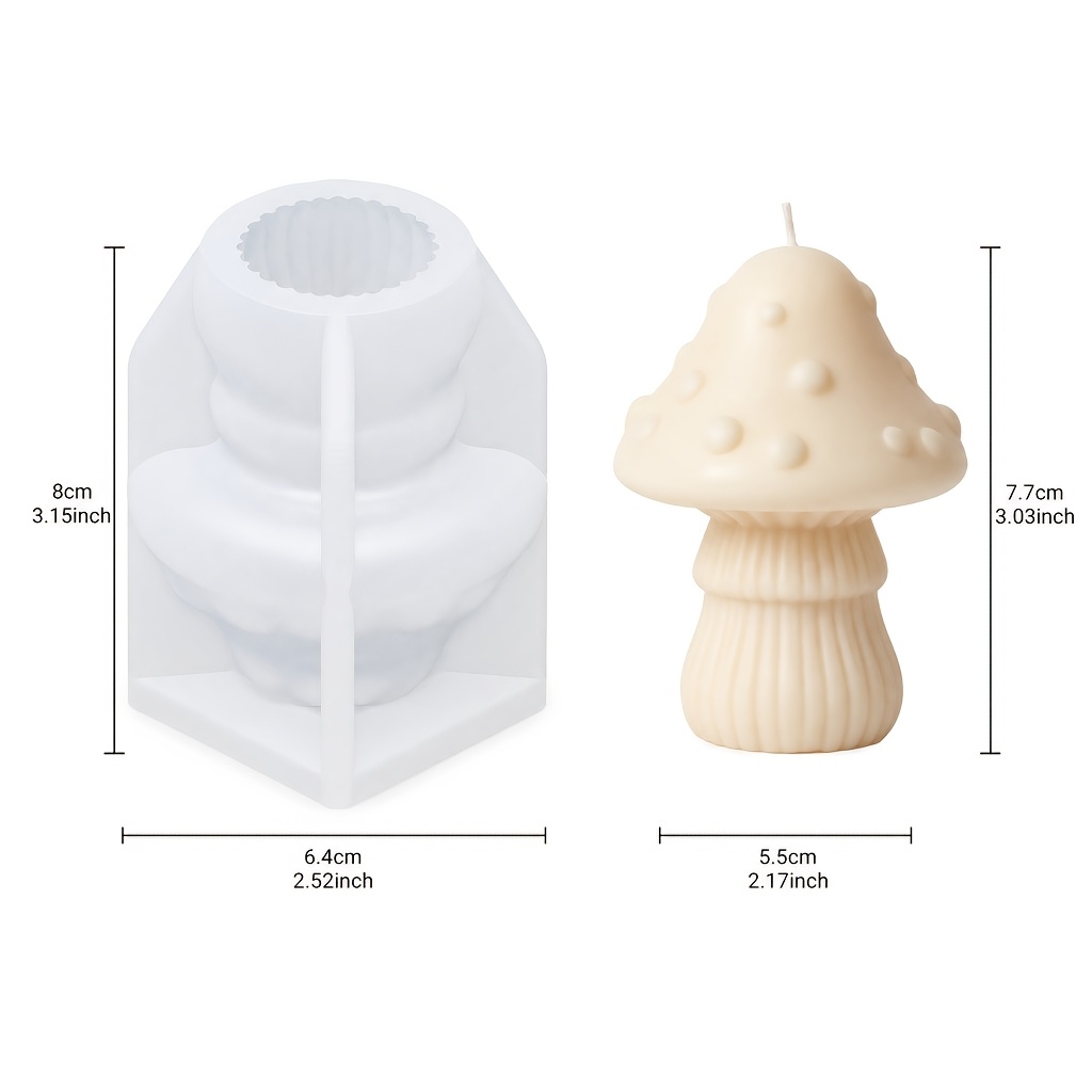 TEMU 3D Paddenstoel Kaars Mal, Paddenstoel Siliconen Mal, Verhaal Stijl Decoratie Mal, Handgemaakte Sojawas Bijenwas Gietmal, Decoratieve Item voor