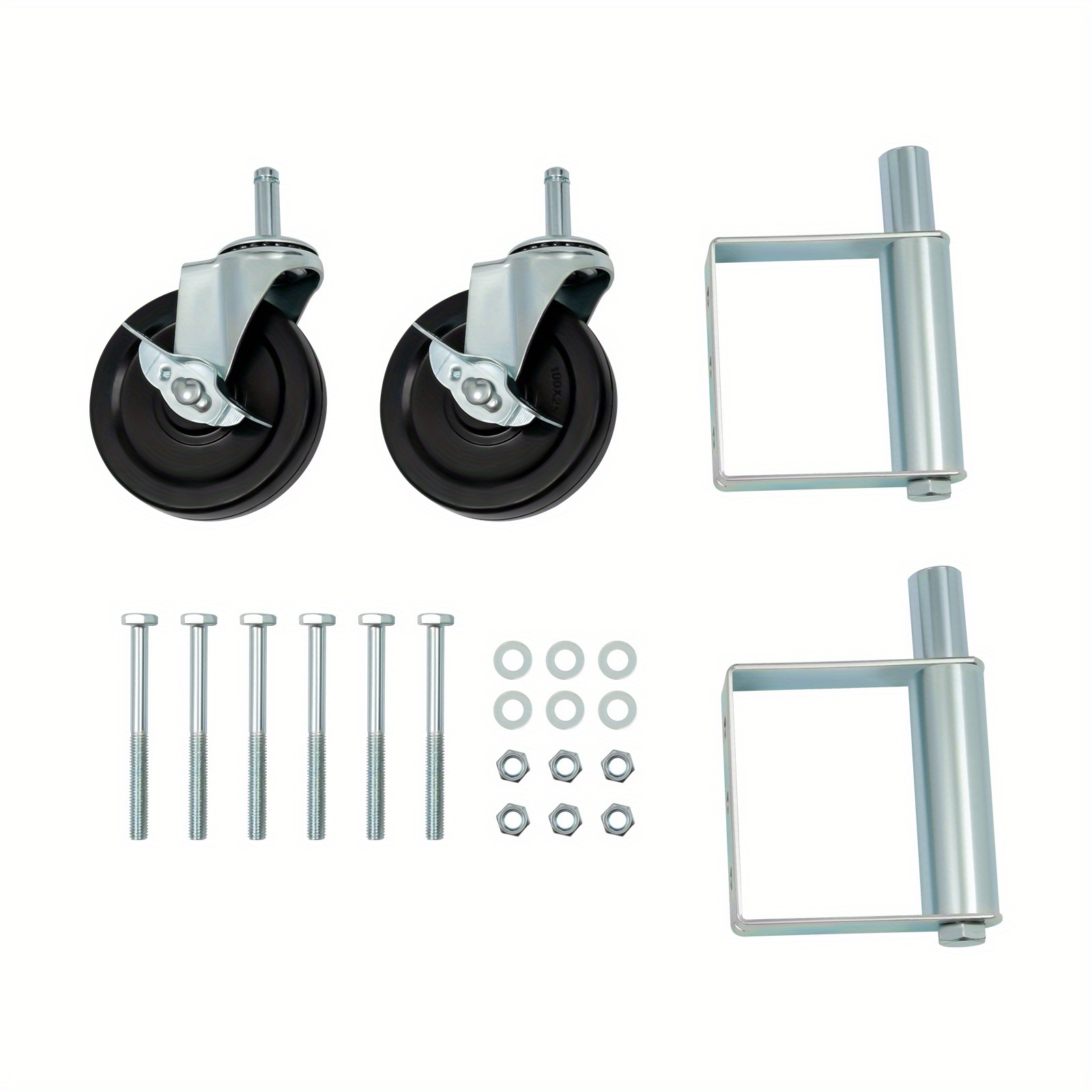 TEMU Set Of 2 Door Spring Shock Absorber Wheels With Brakes 4 Inches - Silvery