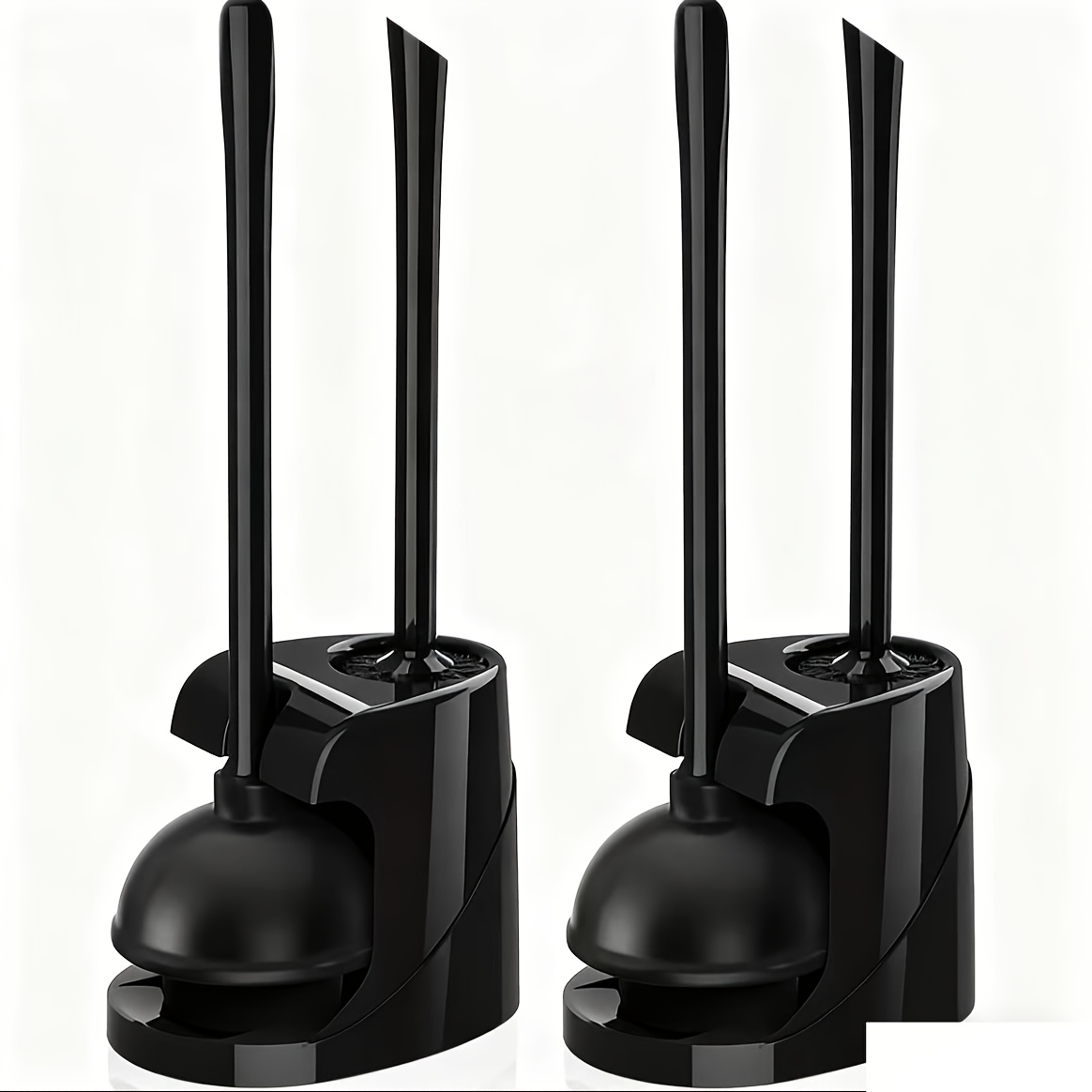 TEMU 2 Pack 2 In 1 Toilet Brush And Plunger Set, Extended Handle Plunger, Toilet Brush Plunger Set, Cleaning Gloves, Cleaning Tools, Cleaning Brush,