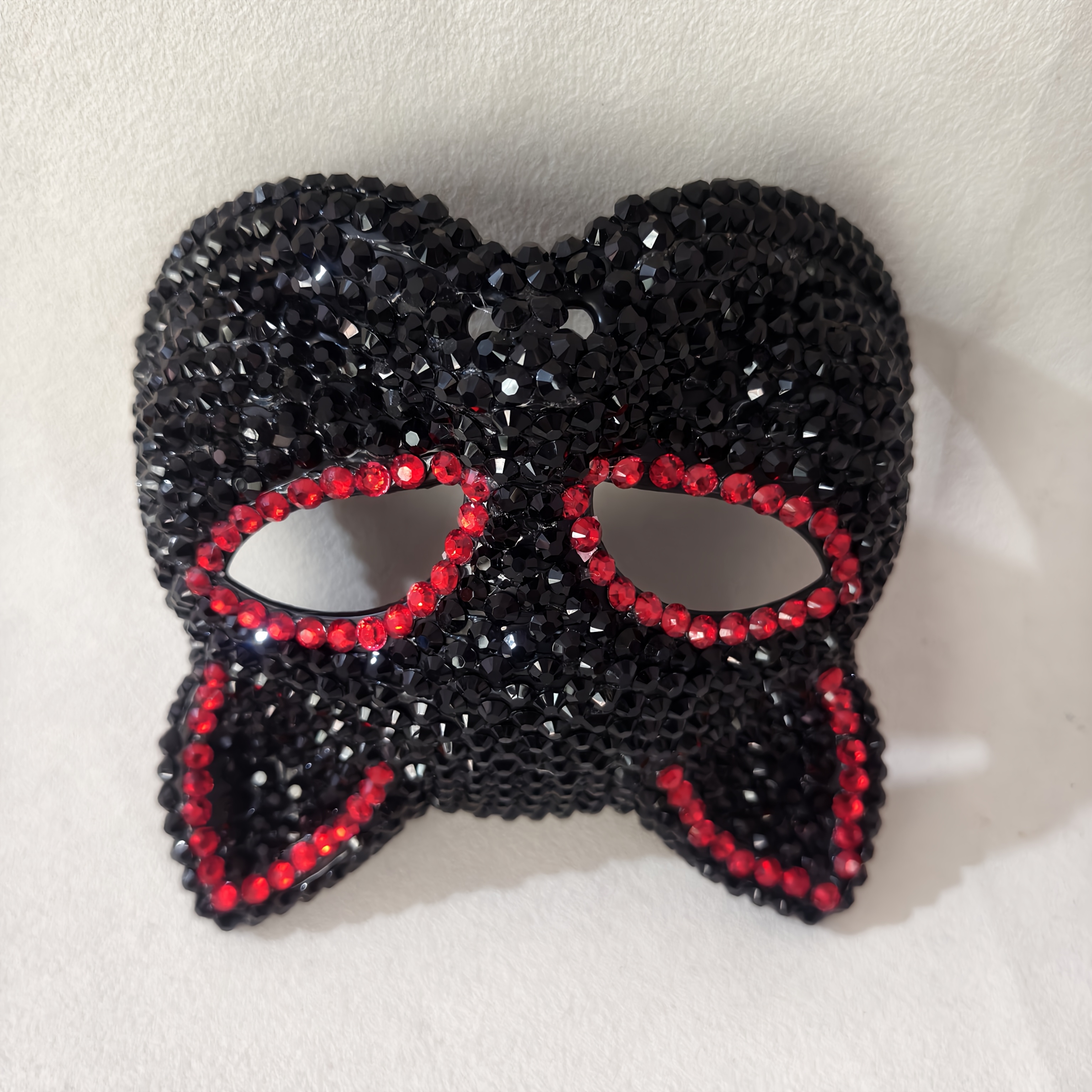 Color-Block Trim Rhinestone Cat Ear Mask with 3D Ears