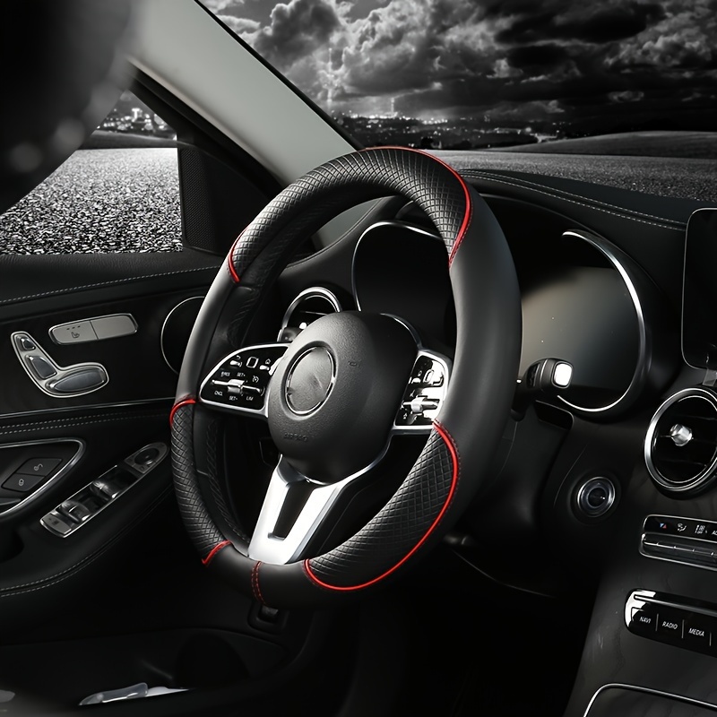 

Xuanhuang Premium Faux Leather & Pvc Steering Wheel Cover - , Enhances Car Interior