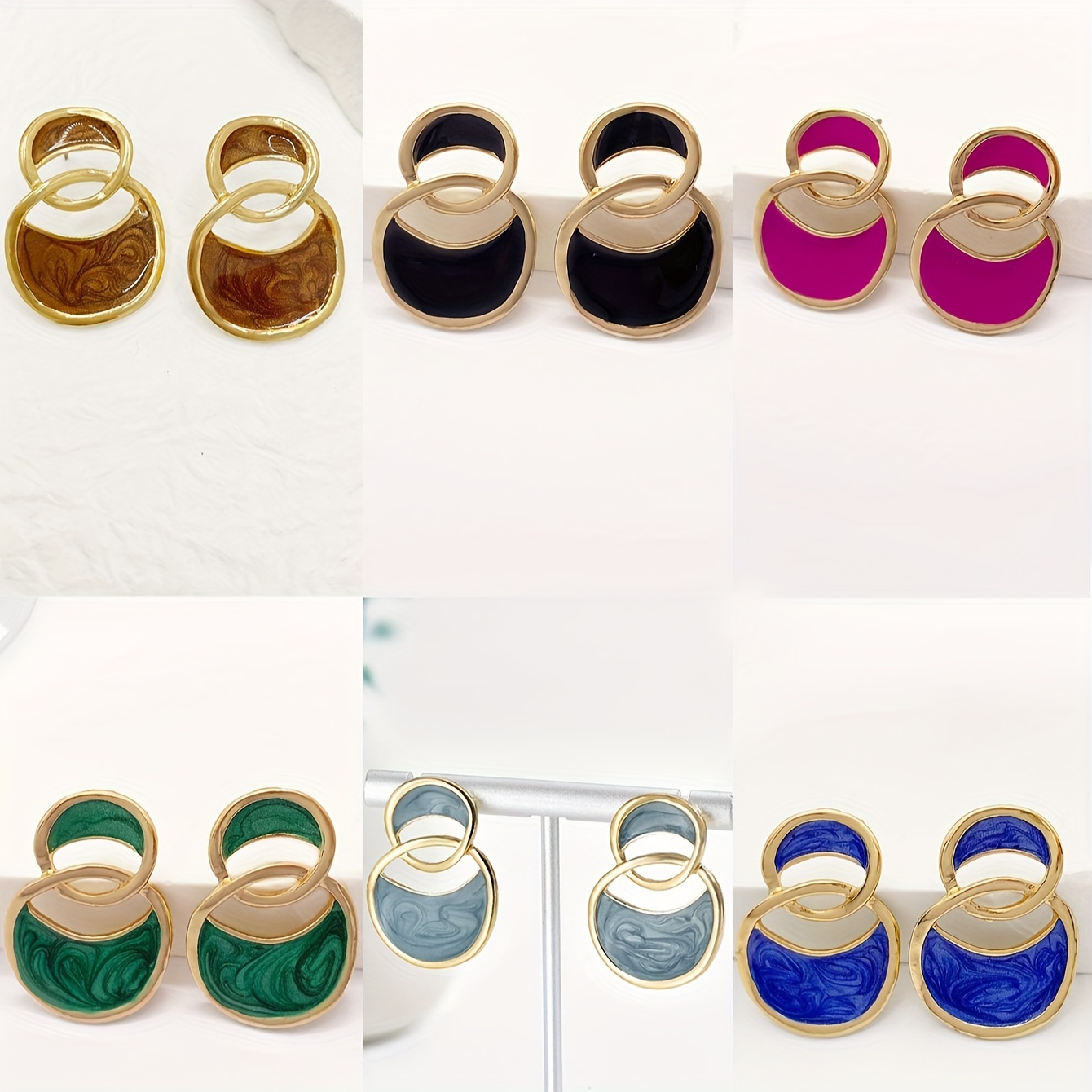 

1 Pair Of Drop Earrings Circle To Circle Design Multi Colors For U To Choose Pick Oen U Prefer Oil Dripping/ Enamel Jewelry