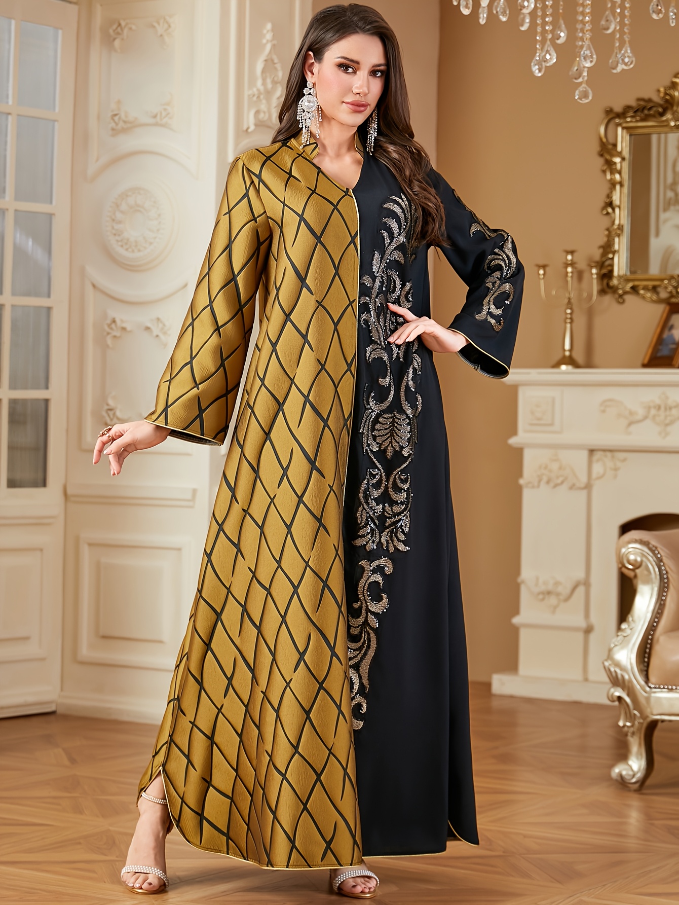 chinese dress ladies Elizabeth K GL3159 Sequin Gown Formal Dress Shops XL / Black main image 1