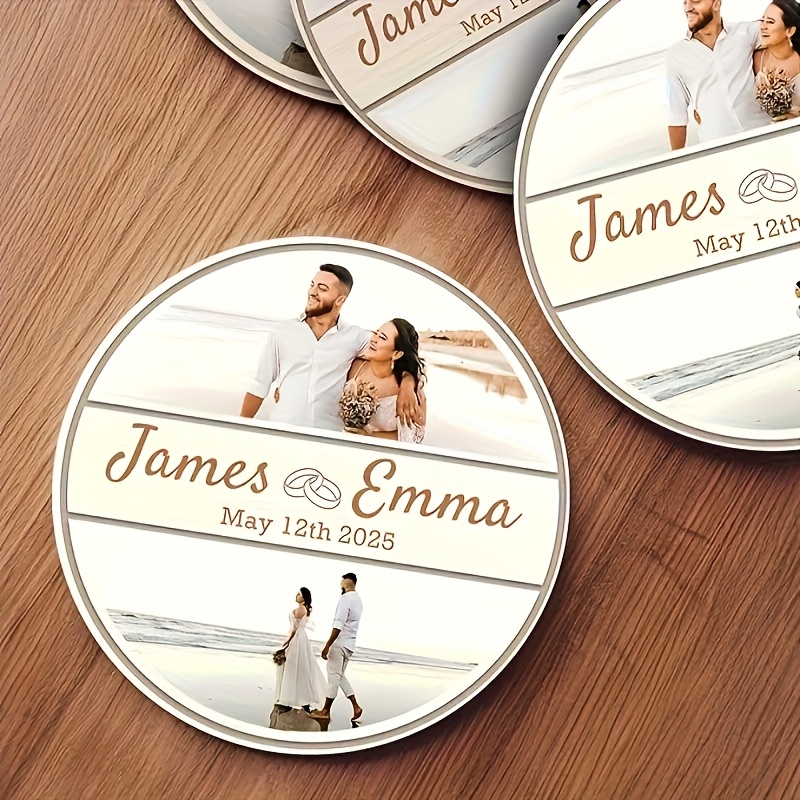 Personalized Round Photo Coasters for Weddings & Parties