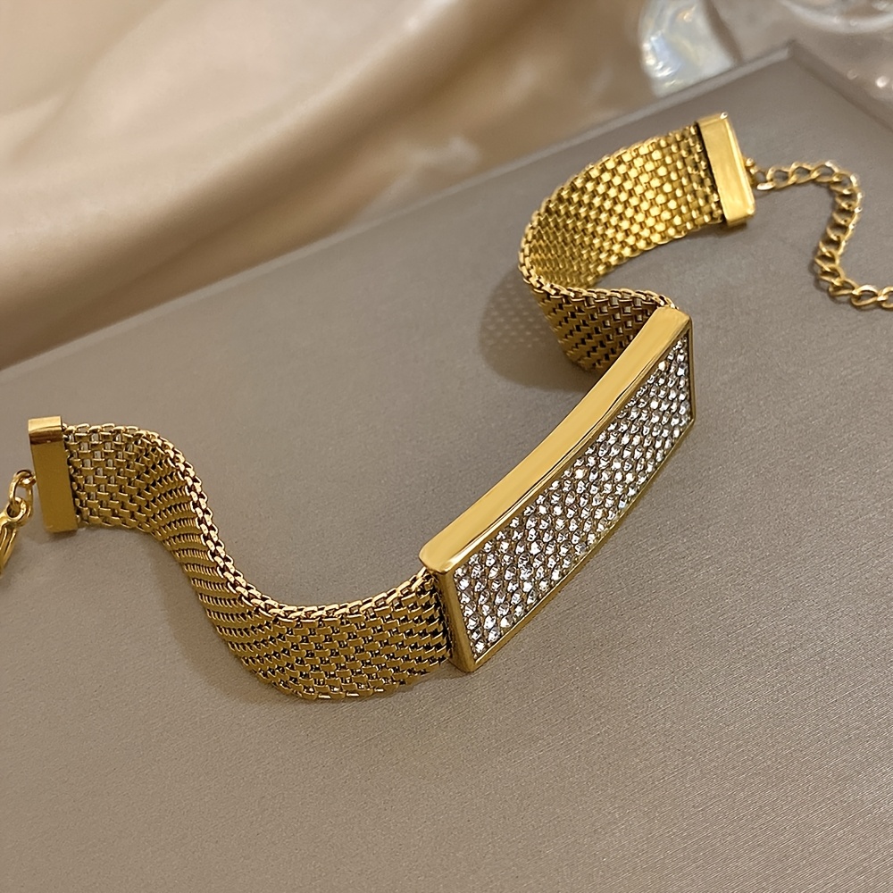 Sparkling Rhinestones Stainless Steel Bracelet for Women
