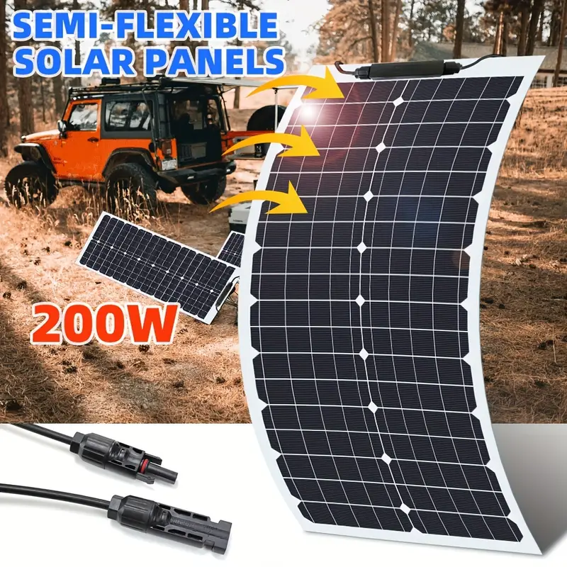portable 200w high- monocrystalline solar panel kit with adjustable semi-flexible design & usb-c/ output - lightweight foldable solar charger for cpap, rv, home, camping, emergency backup power, off-grid systems, tablets, laptops, phones - ideal christmas gift (battery not included), solar panel portable, solar panel with built in battery, solar accessories, solar panel for power station, solar charge controller, camping power supply, rv , durable exterior Product details 1